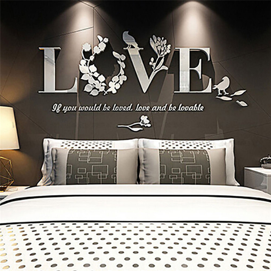 Wallpaper Sticker DIY Romantic Stylish Removable 3D Leaf LOVE Wall Sticker  Art Vinyl Decal Bedroom Wallpapers For Living Room #A - Price history &  Review | AliExpress Seller - Bonise Households Supplies