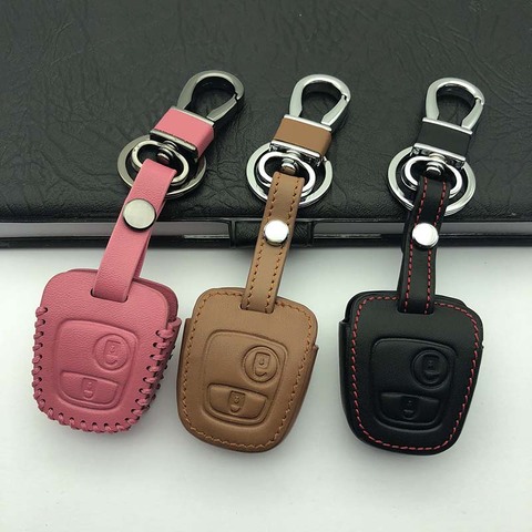 gzyoumei Car Key Cover Leather Case For Citroen c4 c5 Berlingo Picasso Xsara Picasso Aygo For Peugeot 206 207 307 107 406 408 ► Photo 1/6