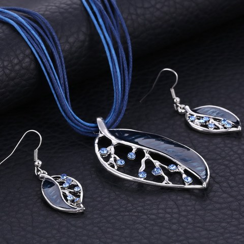 Luxury Acrylic Wedding Jewelry Sets For Women Colorful Long Leaf Square Gem Pendant Necklace Drop Earring Sets Boho Jewelry Gift ► Photo 1/6