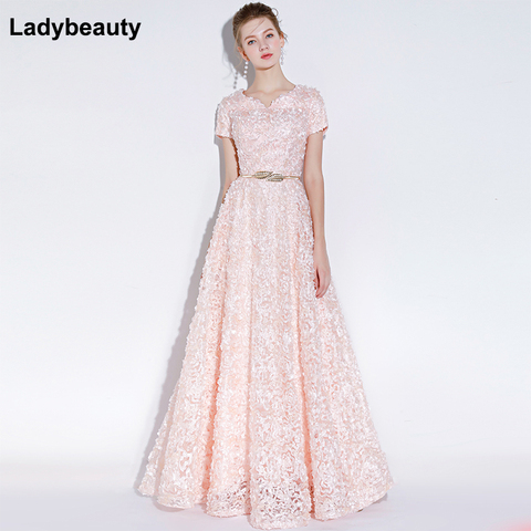 Ladybeauty Banquet Elegant Evening Dress Simple Pink Lace Floor-length Formal Dresses with Belt Custom Party Gown Robe De Soiree - Price history & Review | AliExpress Seller - Ladybeauty Official Store | Alitools.io Ladybeauty Banquet Elegant Evening Dress Simple Pink Lace Floor-length Formal Dresses with Belt Custom Party Gown Robe De Soiree - Price history & Review | AliExpress Seller - Ladybeauty Official Store | Alitools.io