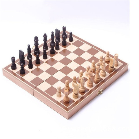 Folding  Wooden International Chess Set Pieces Set  Board Game Funny Game Chessmen Collection Portable Board Game ► Photo 1/6