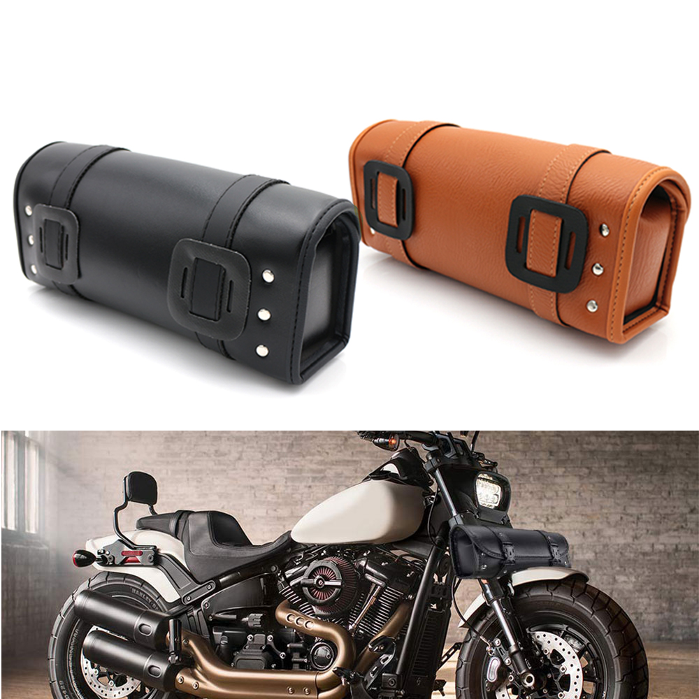 Motorcycle Black Side Saddle tool Bag For Harley Sportster XL883 1200 Cafe Racer 