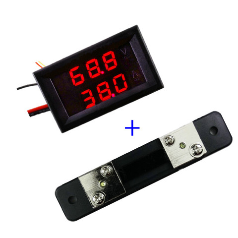 RD  dual LED Display 0.28 DC0-100V/50A  Car voltage current meter Digital Ammeter Voltmeter 5 wire with  shunt ► Photo 1/6