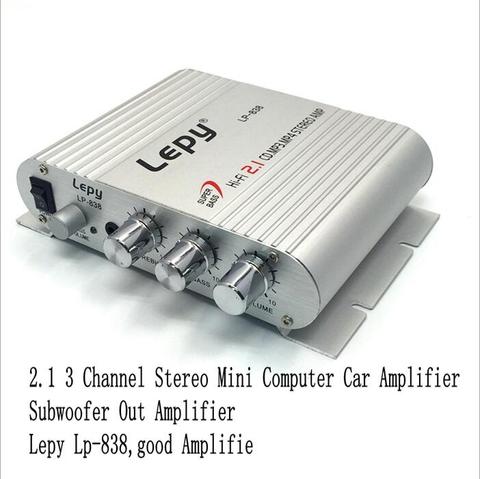 Wholesale 100% Original Brand Lepy Lp-838 2.1 3 Channel Stereo Mini Computer Car Amplifier 3.5mm Headphone out Subwoofer Out ► Photo 1/5