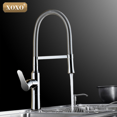 XOXO360 Swivel Solid Brass Single Handle Mixer Sink Tap Down Chrome Kitchen Faucet hot and cold water 1342 ► Photo 1/1