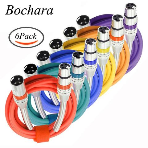 Bochara XLR Cable Male to Female M/F OFC Audio Cable For Mic Amplifier Foil+Braided Shielded With Spring Coil  6Pack ► Photo 1/6