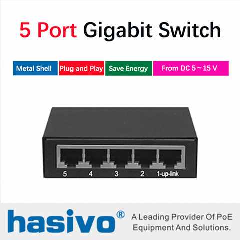 Gigabit switch 5 port gigabit desktop switch Ethernet Network Switch 5 port 10/100/1000M ► Photo 1/4