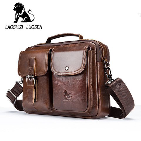 men Genuine Leather Shoulder Messenger Bag men's Handbag Vintage Crossbody Bag Tote Business Man Messenger Bag ► Photo 1/6