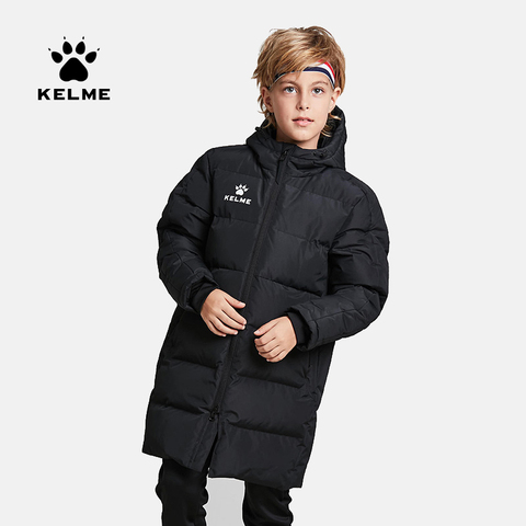 KELME Kid Winter Jacket Long Solid Sports Training Coat Child Overcoat Outrwear Warm Cotton Padded Winter Coat Boys Girl 3883406 ► Photo 1/4