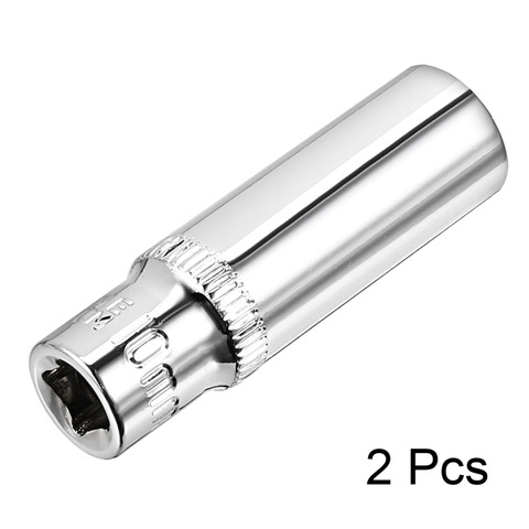 Uxcell 2Pcs 1/4-inch Drive 10mm Cr-V 6-Point Deep Socket for Heavy-duty Pneumatic Tools ► Photo 1/6