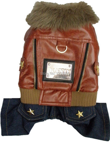 Coffee Russia Leather Punk Style Pet Dogs Coat Small Dog Jacket Coat New Dogs Clothing ► Photo 1/6