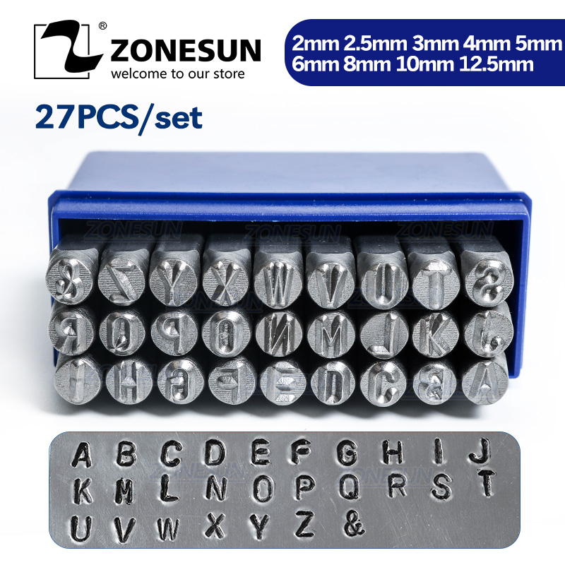 12mm Stamps Punch Set Case Steel Metal Die Tool Craft Letters