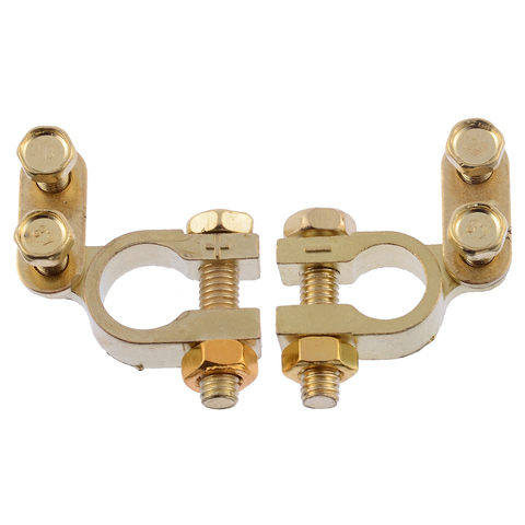 2pcs Small Size 5mm Positive 34mm Negative Car Battery Terminal Gold Plated Universal Auto Metal Battery Terminals ► Photo 1/6