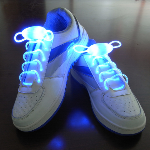 1 Pairs Luminous Led Shoelaces White Yellow Red Green Blue Pink Luminous Sneakers Laces with Button Batter ► Photo 1/1