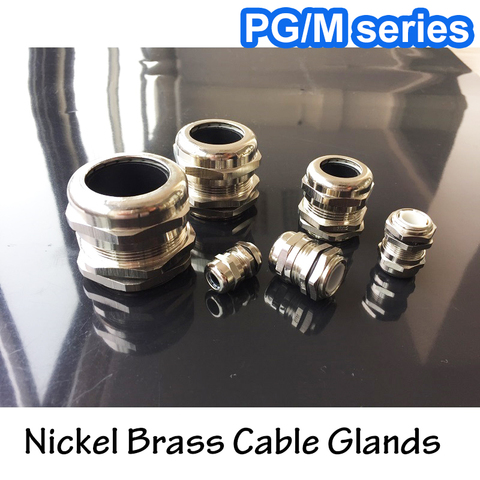 1piece/lot Nickel Brass Metal IP68 Waterproof Cable Glands Connector Wire Glands for 3-44mm cable High quality ► Photo 1/4