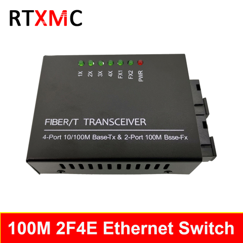 2F4E Fast Erhetnet Switch 10/100M Ethernet Switch 2 Fiber Port 155M SC 25KM 4 UTP RJ45 Fiber Optical Switch ► Photo 1/6