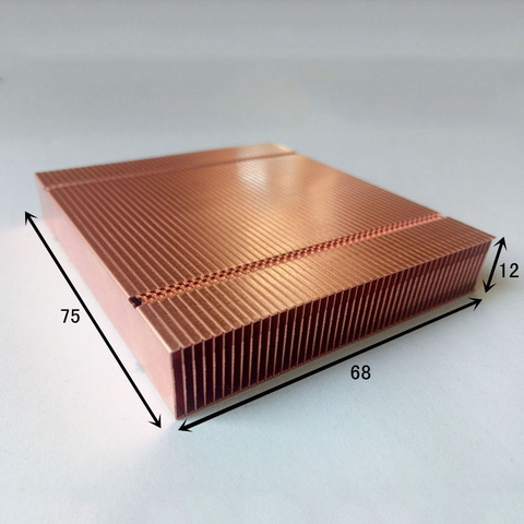 Fast Free Ship Pure Copper Cooling fins finned 68*75*12mm DIY Lengthening or shortening Custom Cooling fin Heatsink ► Photo 1/3