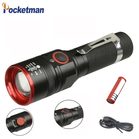 Waterproof 5200LM USB Rechargeable Flash light XML-T6 Led Flashlight Zoomable 3 modes torch for 18650 with USB cable Camping z40 ► Photo 1/6