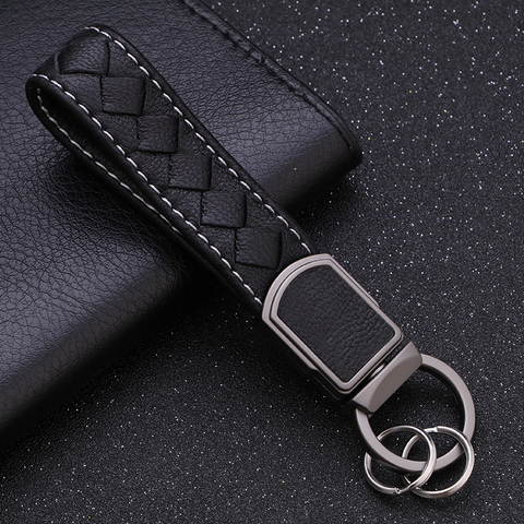 Luxury High-Grade Leather Woven Rope Keychain Women Men Keychains Classic Car Key Holder Ultra Soft Lambskin Fathers Day Gift ► Photo 1/6
