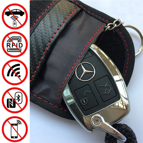 Anti-Theft Keyless Entry Car Key Cover RFID Signal Radiation Blocking Farady Bag Car Key Wallet ► Photo 1/6