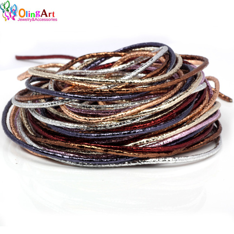 OlingArt 3mm 3m/lot Round PU Leather Cord bright Rope For European style DIY Necklace Bracelet choker Craft Jewelry Making NEW ► Photo 1/6