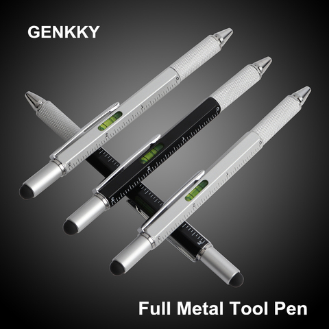 GENKKY 1PCS High Quality handheld tool technology screwdriver ruler Metal Ballpoint Pen multifunction touch the level of foot ► Photo 1/6