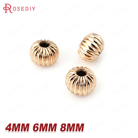 20PCS 4MM 6MM 8MM 24K Champagne Gold Color Plated Brass Pumpkin Spacer Beads High Quality Diy Jewelry Accessories ► Photo 1/6