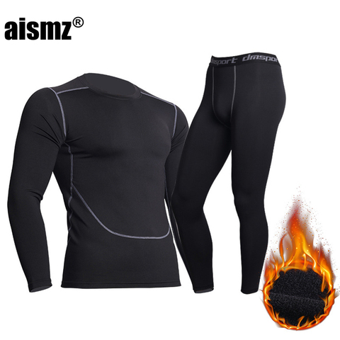 Aismz Thermal Underwear For Men Male Thermo Clothes Long Johns Sets Thermal Tights Winter Long Compression Underwear Quick Dry ► Photo 1/6