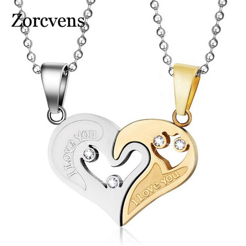 ZORCVENS Men Stainless Steel Chain Black Heart Love Necklaces for Couples Korean Ladies Fashion Trendy Paired Suspension Pendant ► Photo 1/6