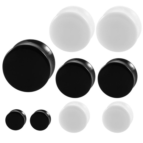 Pair White&Black Acrylic Ear Tunnel Plug Simple Styles Ear Gauges Piercing Double Curved Saddle Expander Stretcher Body Jewelry ► Photo 1/6