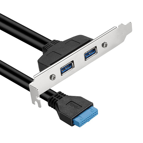 2 Ports USB 3.0 Female Back Panel To Motherboard 20pin Header Connector Cable Adapter With PCI Slot Plate Bracket 50cm ► Photo 1/6