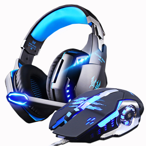 Gaming Headphones and Gaming Mouse Wired Stereo Gamer Earphone Headset + Gamer Mice 3200DPI Adjustable LED Light Optical USB ► Photo 1/6