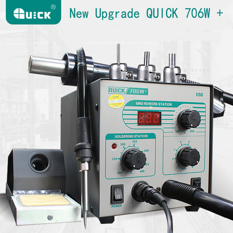 QUICK 706W+ Digital Display Hot Air Gun + Soldering Iron Anti-static Temperature Lead-free Rework Station 2 in 1 With 3 Nozzles ► Photo 1/1