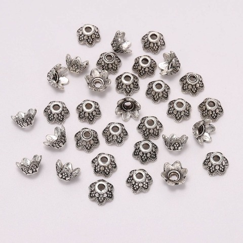 50pcs/Lot 7mm 6 Petals  Beads Caps Flower Carved Loose Sparer End Bead Caps Cone For DIY Jewelry Making Findings Earrings ► Photo 1/4