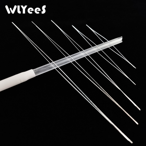 WLYeeS 5Pcs Central Opening Curved Beading Needles Stainless Steel Tools Pins for bead Threading String Cord Easy Jewelry Making ► Photo 1/4