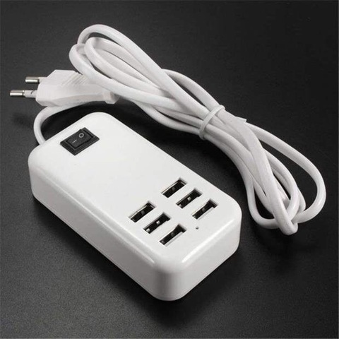 6 Port USB Hub Desktop Wall 30W Charger AC Power Adapter EU Plug US Plug Slots Charging Extension Socket Outlet With Switcher ► Photo 1/5