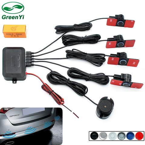 GreenYi 16mm Car Parking Assistance Flat Sensor Buzzer Backup Radar Detector System Reverse Sound Alert, 4 Flat Sensors 6 Color ► Photo 1/6