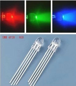 10pcs/lot 5mm RGB LED Common Cathode 4pin Red Green Blue LED Round Tricolor LED Light Emitting Diode Transparent Lamp ► Photo 1/1