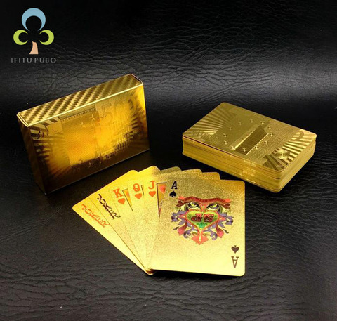 One Deck Gold Foil Poker Euros Style Plastic Poker Playing Cards Waterproof Cards Good Price Gambling Board game GYH ► Photo 1/5