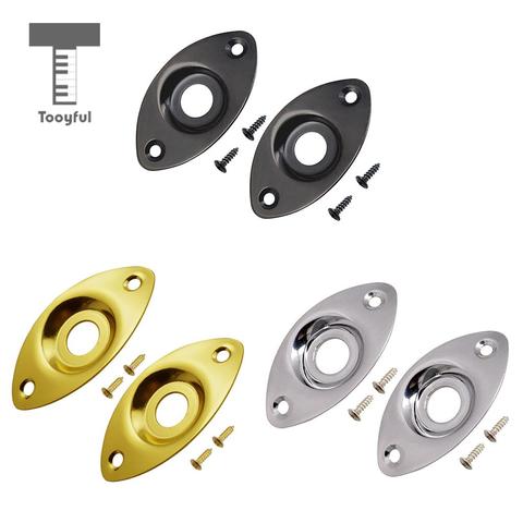 Tooyful 2pc Electric Bass Guitar Jack Output Input Socket Cover Plate with 2 Mounting Screws for Oval Style ► Photo 1/6