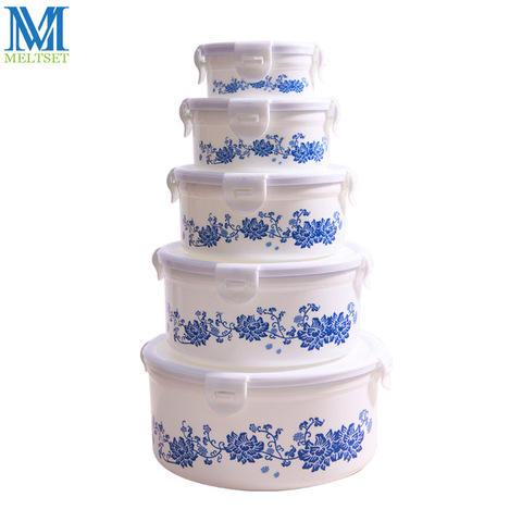 Chinese Style Food Container Printing Flower Refrigerator Crisper Box Fruit Vegetable Food Preservation Plastic Storage Box ► Photo 1/6