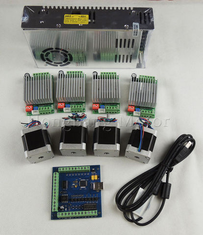 mach3 CNC USB 4 Axis Kit, 4pcs TB6600 driver+ mach3 USB stepper motor controller 100 KHz+ 4pcs nema17 motor+power supply ► Photo 1/4