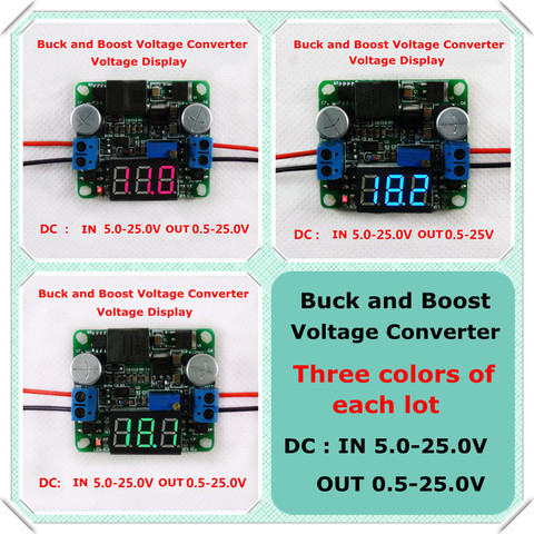 Three colors voltage display DC-DC Adjustable Step up/down Power Supply Module boost and buck converter 5-25V [ 3 pcs/lot] ► Photo 1/5