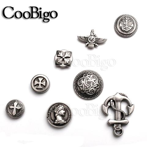 10sets Pewter Punk Studs Rivet Spikes Rock Garment Shoe Bag Pets Collar DIY Leather Craft Parts Shield Chinese knot Cross ► Photo 1/6