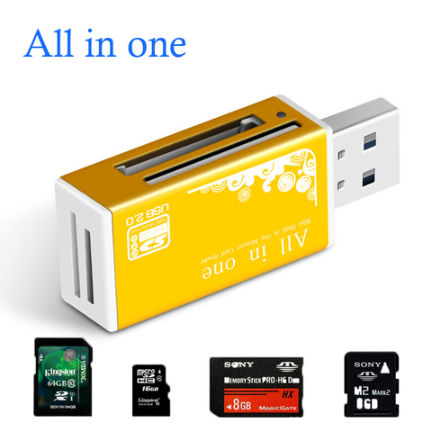 5 piece /bag Smart All in one card reader Multi in 1 card reader SD/SDHC,MMC/RS MMC,MS/MS PRO/MS DUO,M2 card reader Wholesale TF ► Photo 1/6
