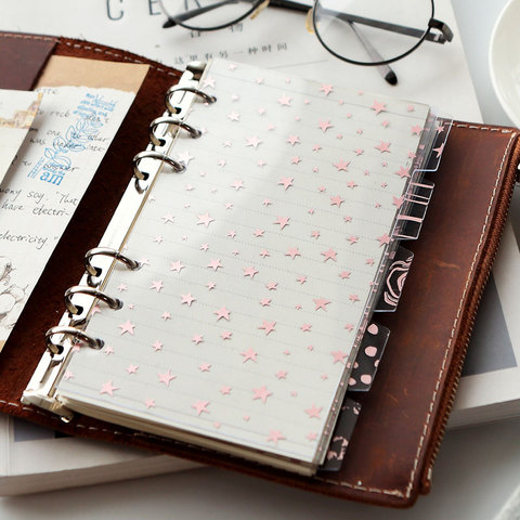 Rose Gold Kawaii Spiral Notebook index Dividers A5A6 Planner transparent PP Index Pages for Filofax Notebook School Stationery ► Photo 1/6