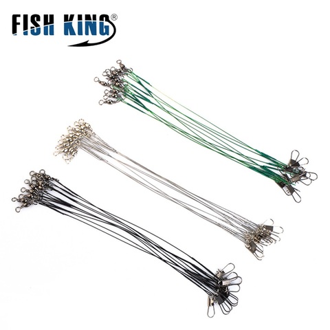 10pcs 15/20/25/30cm Stainless Steel Wire Leader Fishing Leash With Swivel 20LB Leadcore Leash For Fishing Line Accessories ► Photo 1/6
