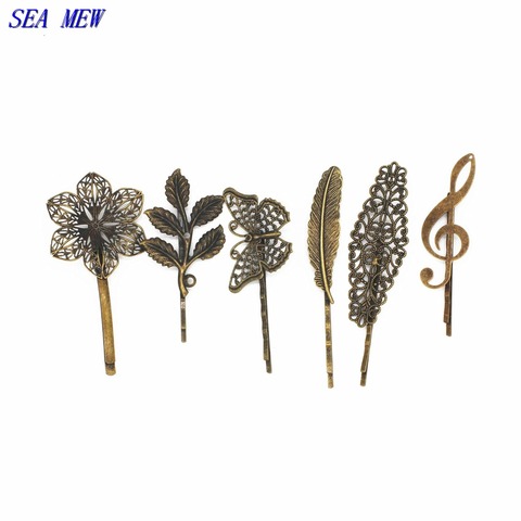 SEA MEW Vintage Hair Clips Antique Bronze Plated Women's Hairgrip Barrettes Setting For Jewelry Making ► Photo 1/6