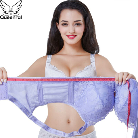 Queenral Push Up Bras For Women Underwear Lingerie BH Bralette Large Size 34-50 ABCDE Cup Sexy Lace Flora Brassiere Femlae Bras ► Photo 1/6