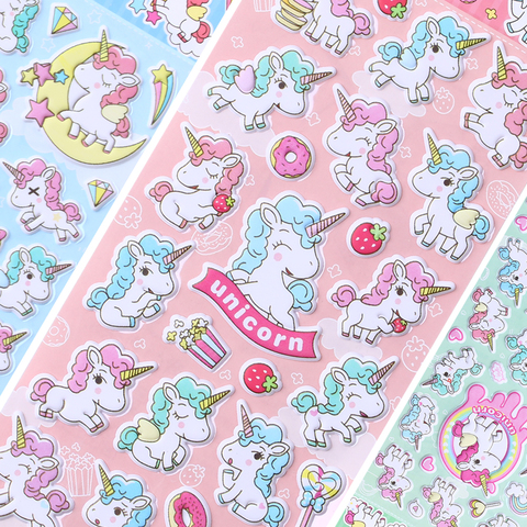 1 sheet Scrapbooking Sticker Pink Cartoon Unicorn Flamingo 3D Craft Decals Label Stationery Album Stickers Kids Toy Gifts ► Photo 1/6